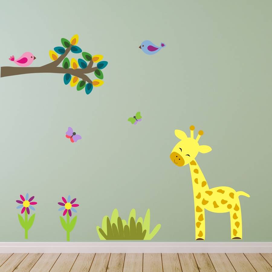 Jungle Giraffe And Branch Wall Sticker By Mirrorin