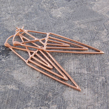 Geometric Rose Gold Plated Silver Drop Earrings, 3 of 5
