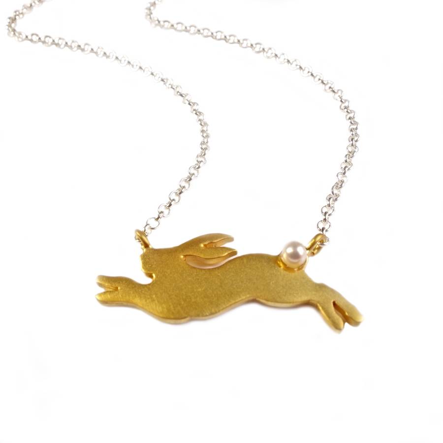 22ct gold rabbit necklace by eve&fox | notonthehighstreet.com