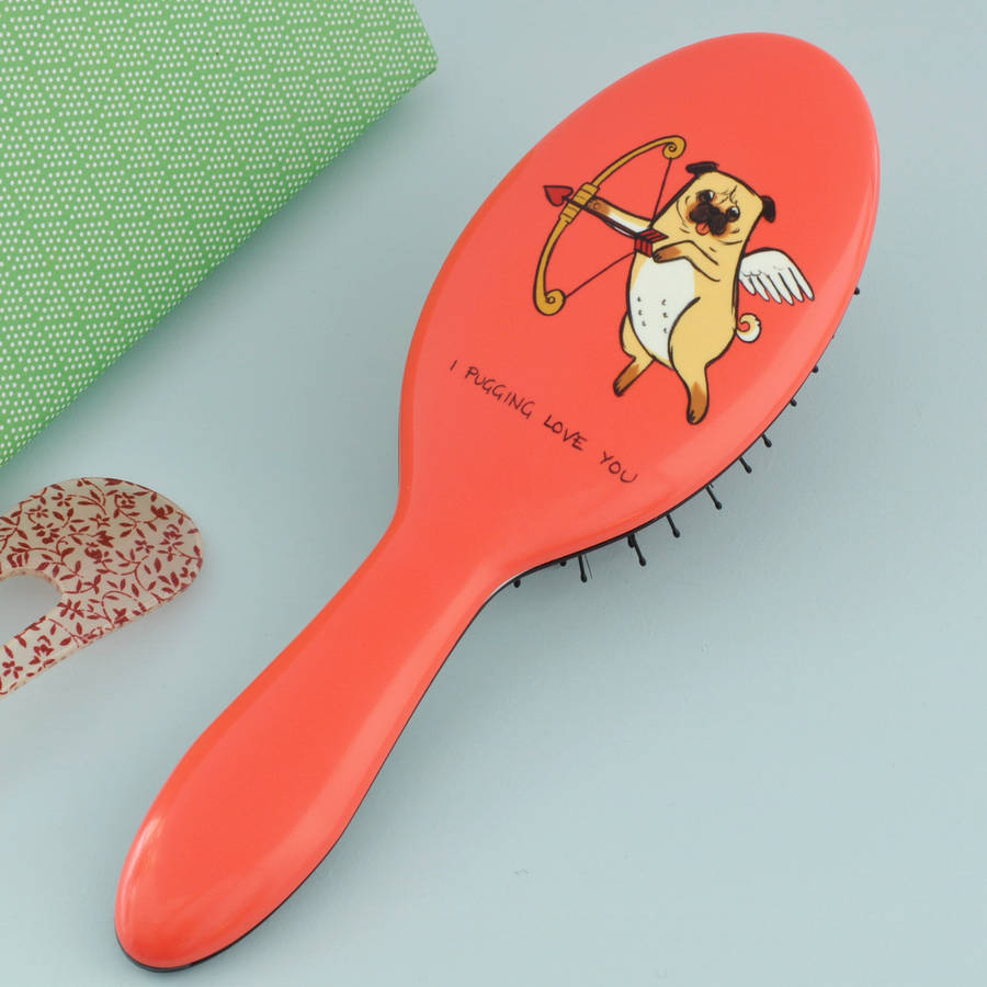 I Pugging Love You Pug Dog Hair Brush By Giant Sparrows