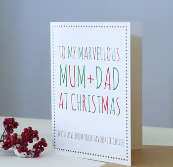 Mum And Dad Favourite Child Christmas Card, 4 of 4
