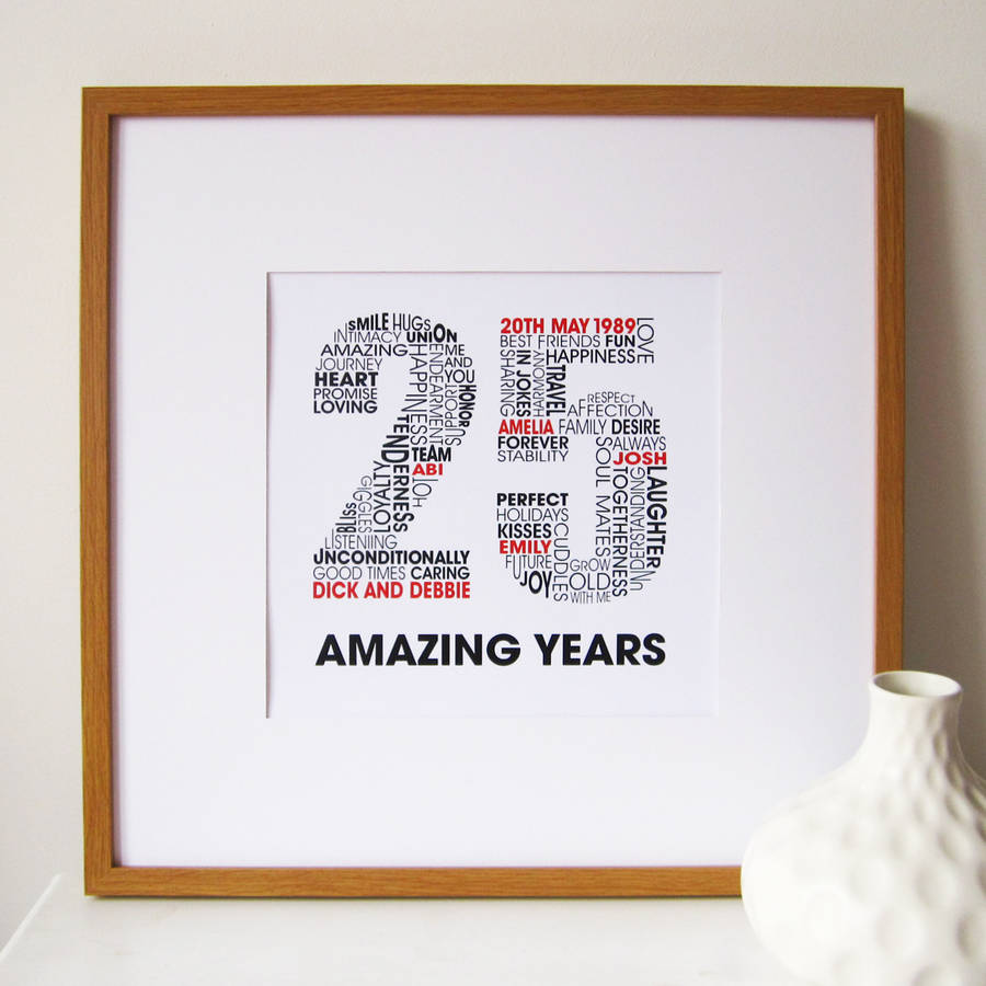 Personalised Anniversary Square Print By mrs L cards ...