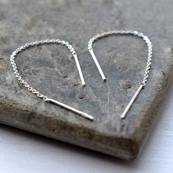 Sterling Silver Trace Threader Chain Earrings, 3 of 4