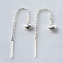 Sterling Silver Heart Threader Chain Earrings, thumbnail 3 of 5