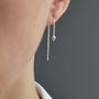 Sterling Silver Heart Threader Chain Earrings, thumbnail 4 of 5