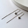 Sterling Silver Heart Threader Chain Earrings, thumbnail 1 of 5