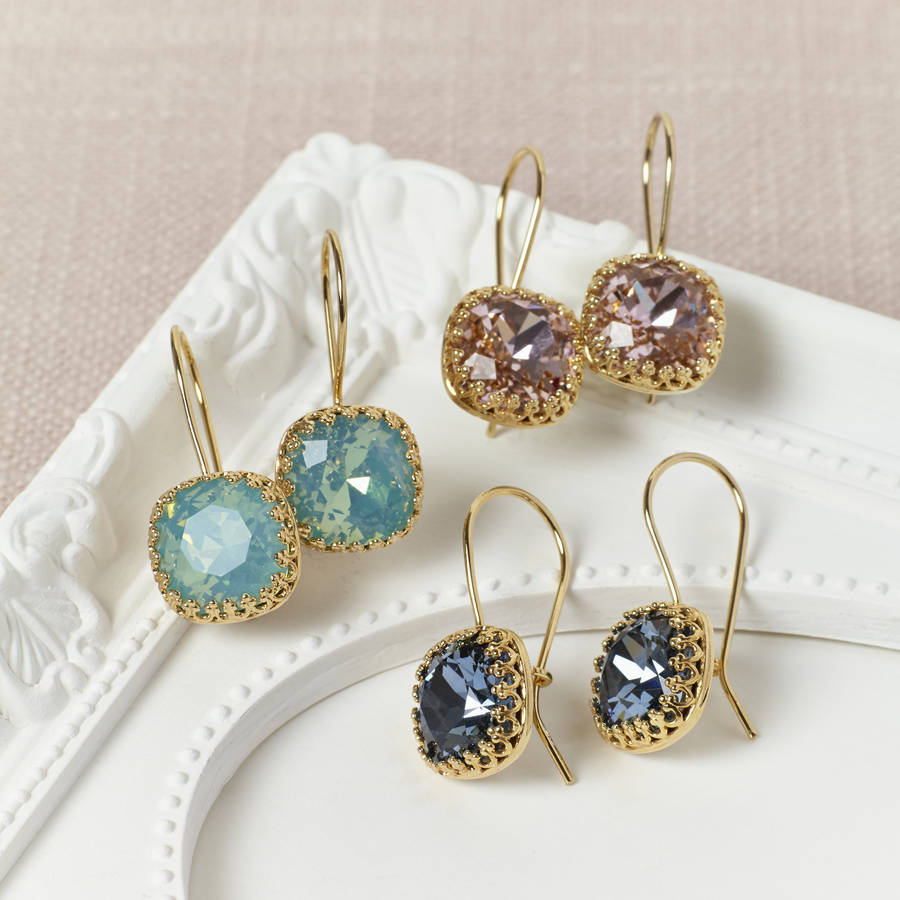 Gold and crystal drop earrings Clearance