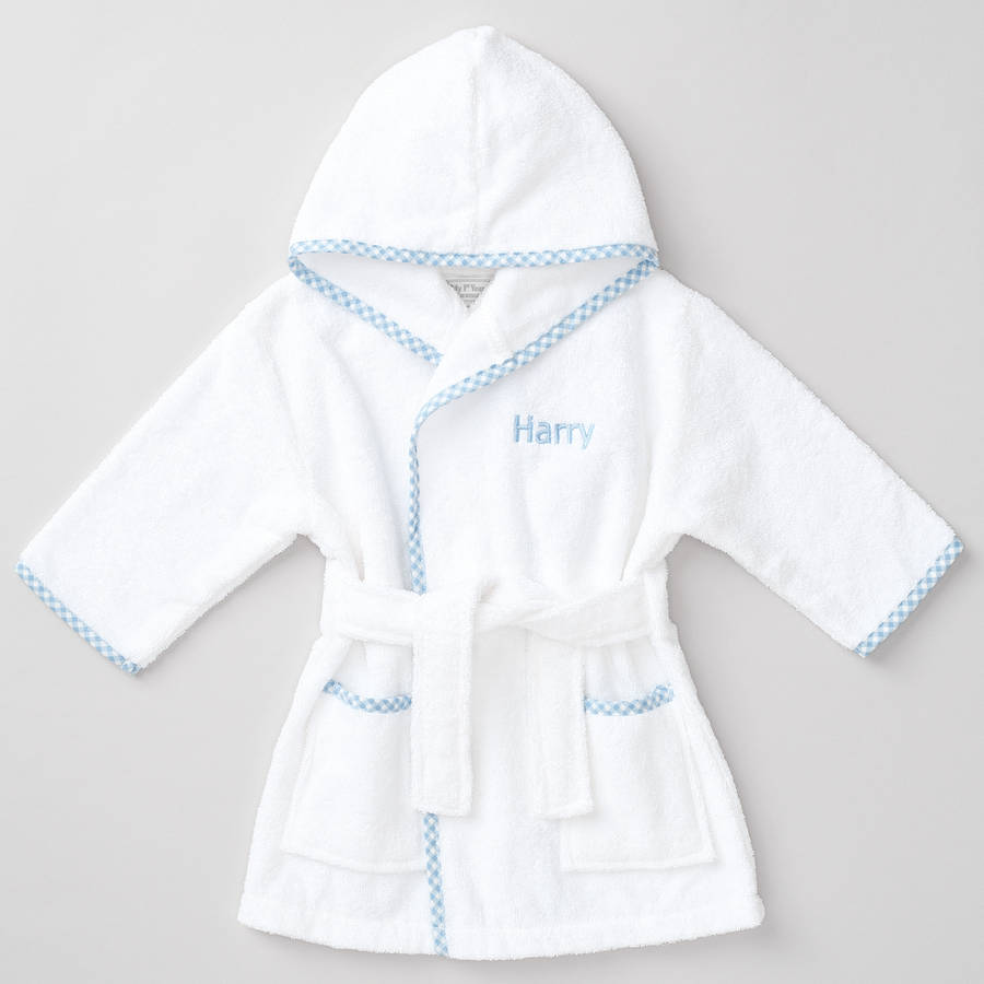 personalised blue gingham robe by my 1st years | notonthehighstreet.com