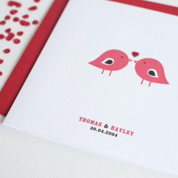 Personalised 'Love Birds' Anniversary Card, 4 of 4