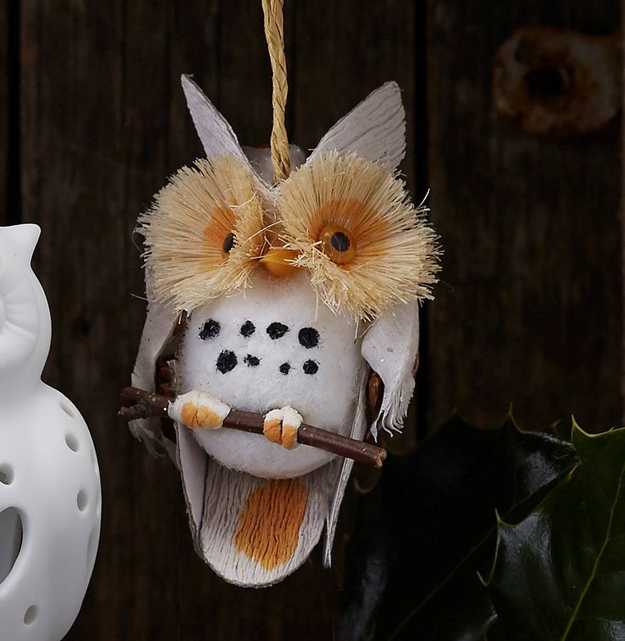 natural owl christmas decoration by the christmas home