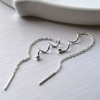 Sterling Silver Twist Threader Chain Earrings, 3 of 5
