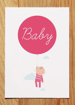 New Baby Girl With Balloon Card, 2 of 3