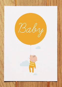 New Baby With Balloon Card Yellow, 2 of 3