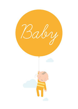 New Baby With Balloon Card Yellow, 3 of 3