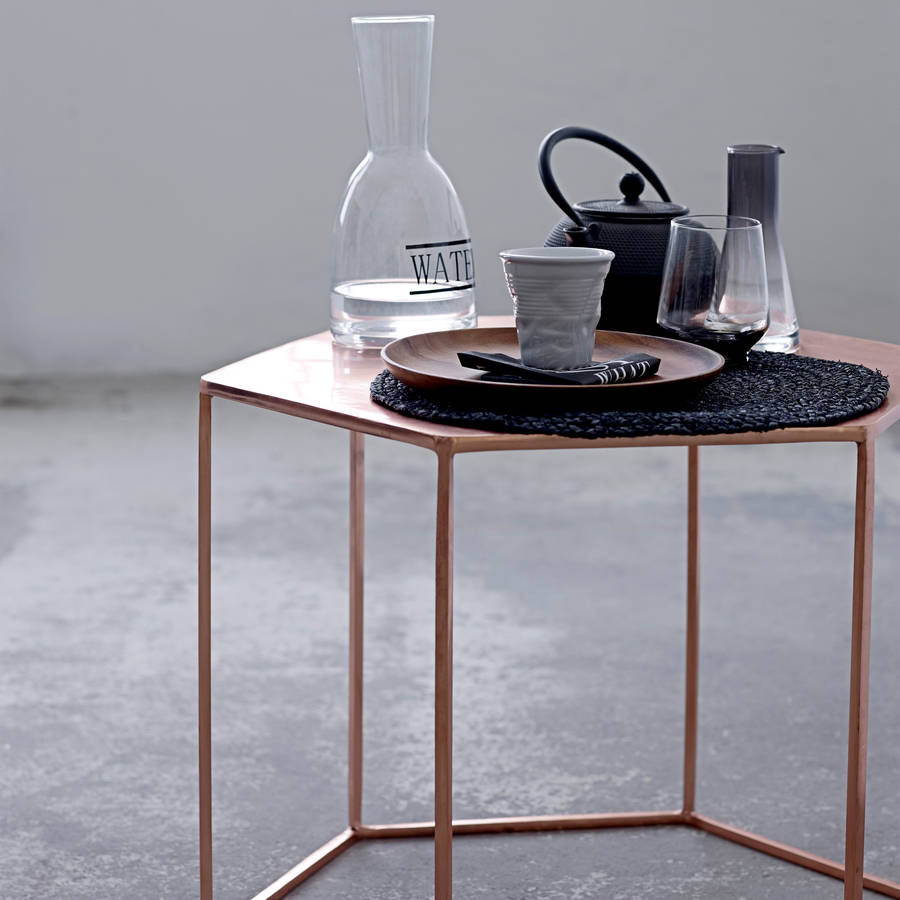 Copper Plated Hexagonal Coffee Table, 1 of 3