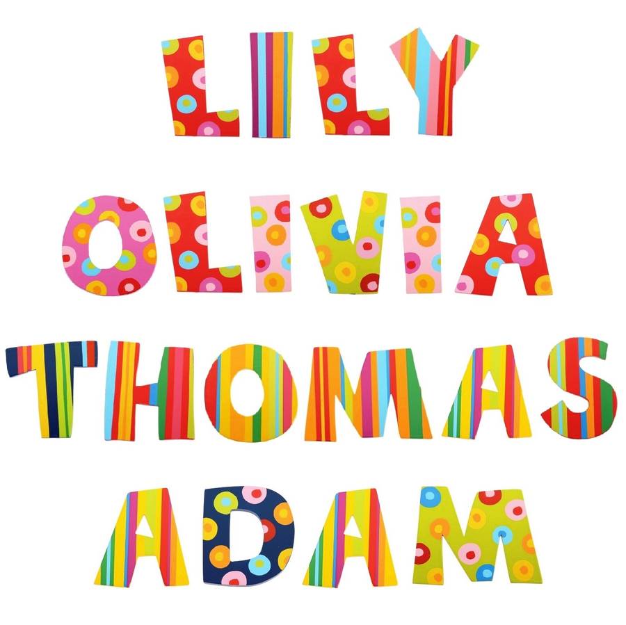 striped and spotty decorative name letters by british and bespoke
