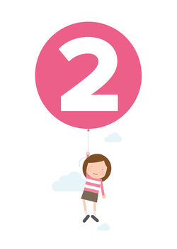 Two Today Girl With Balloon Birthday Card, 2 of 3