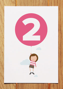 Two Today Girl With Balloon Birthday Card, 3 of 3