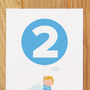 Two Today Boy With Balloon Birthday Card, thumbnail 2 of 3