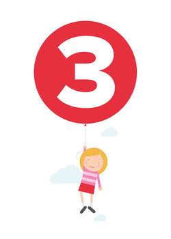 Three Today Girl With Balloon Birthday Card, 2 of 3
