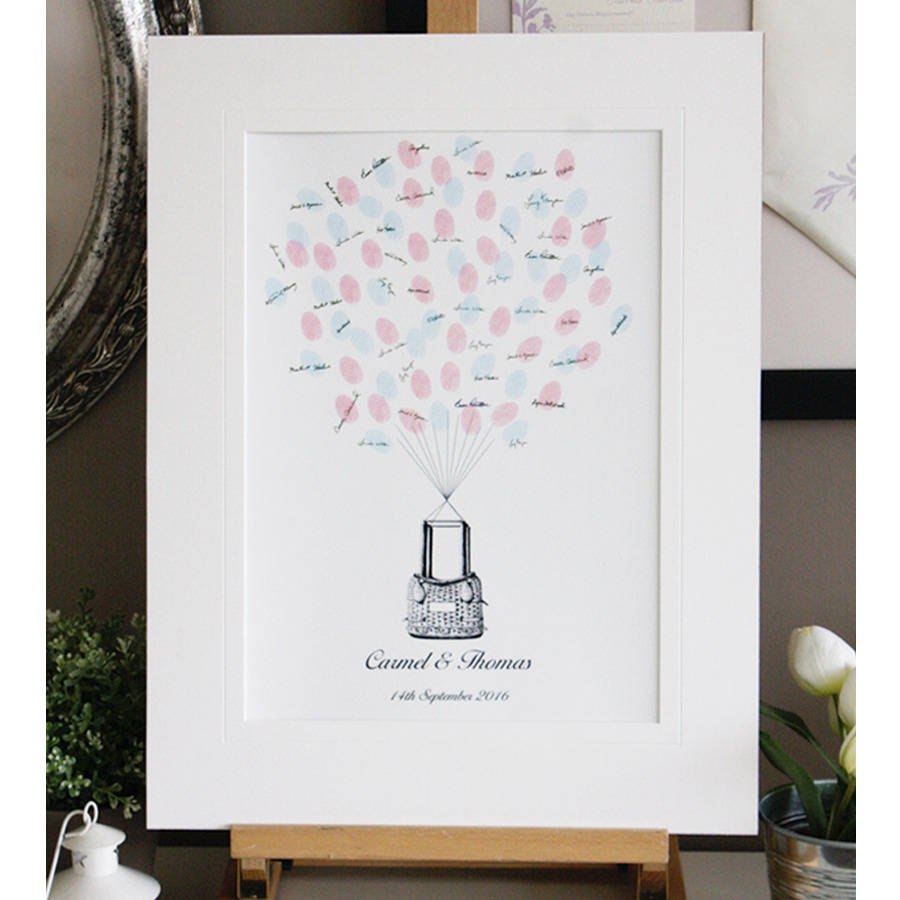 personalised hot air balloon thumbprint guestbook by appleberry press ...