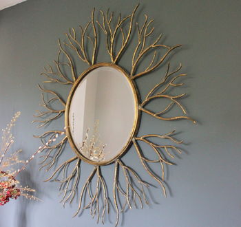 Large Golden Twig Mirror, 2 of 5