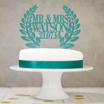 Personalised Wreath Wedding Cake Topper, 2 of 5