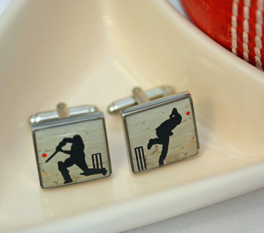 Cricket Enamelled Cufflinks By Me and My Sport