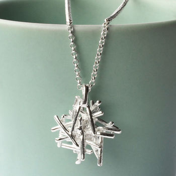 Sterling Silver Twig Stack Necklace, 2 of 5