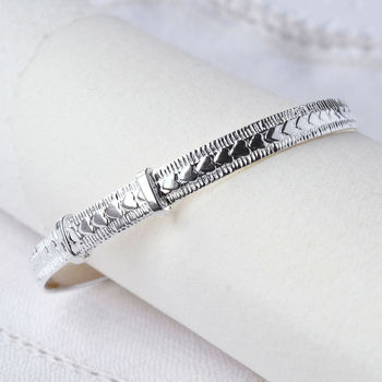 Sterling Silver Heart Christening Bangle, 3 of 5