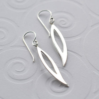 Sterling Silver Abstract Leaf Earrings, 3 of 5