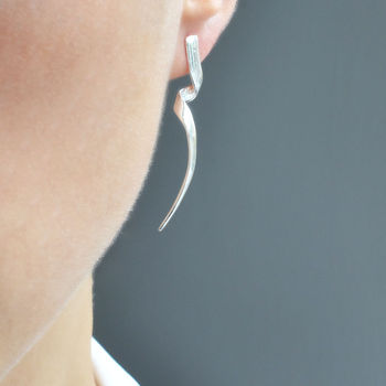 Sterling Silver Ribbon Twist Stud Earrings, 2 of 4