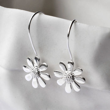 Sterling Silver Contemporary Daisy Drop Earrings, 4 of 7