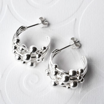 Sterling Silver Bubble Hoop Studs, 2 of 9