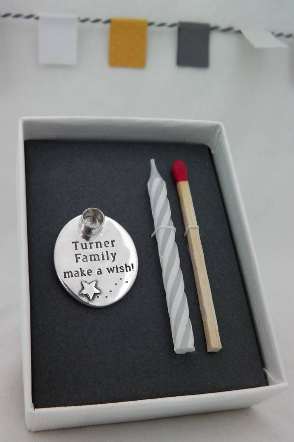 personalised silver family birthday candle holder by neatly does it