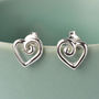 Sterling Silver Delicate Spiral Heart Earrings, thumbnail 2 of 7