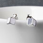 Sterling Silver Box Stud Earrings, thumbnail 2 of 4
