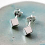Sterling Silver Box Stud Earrings, thumbnail 1 of 4