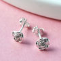 Sterling Silver English Rose Stud Earrings, thumbnail 2 of 4