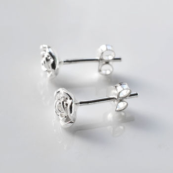 Sterling Silver English Rose Stud Earrings, 3 of 4