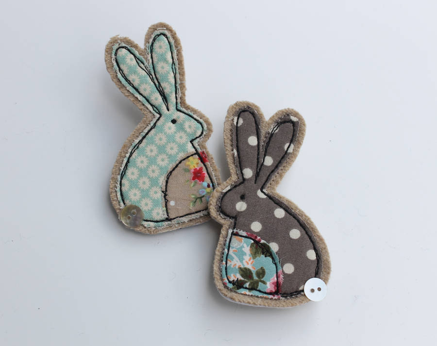fabric rabbit brooch by honeypips