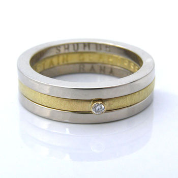 Personalised Yellow And White Gold Stacking Ring, 4 of 4