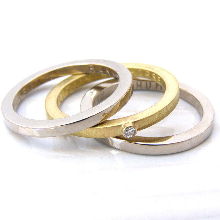 Personalised Yellow And White Gold Stacking Ring By Soremi Jewellery ...