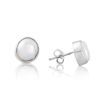 Large Baroque Pearl Stud Earrings By Argent of London