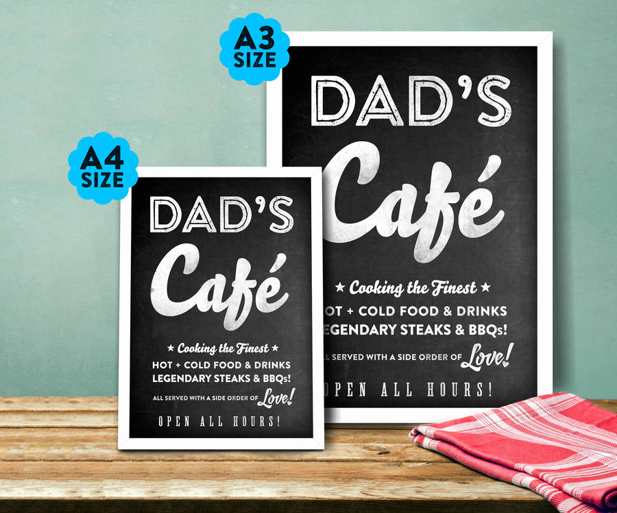 dads kitchen café chalkboard print by ink  sons  notonthehighstreet.com