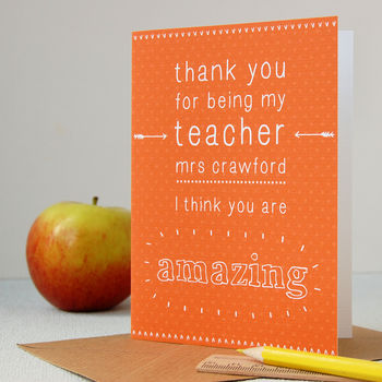 Personalised Amazing Teacher Card By Clara And Macy 