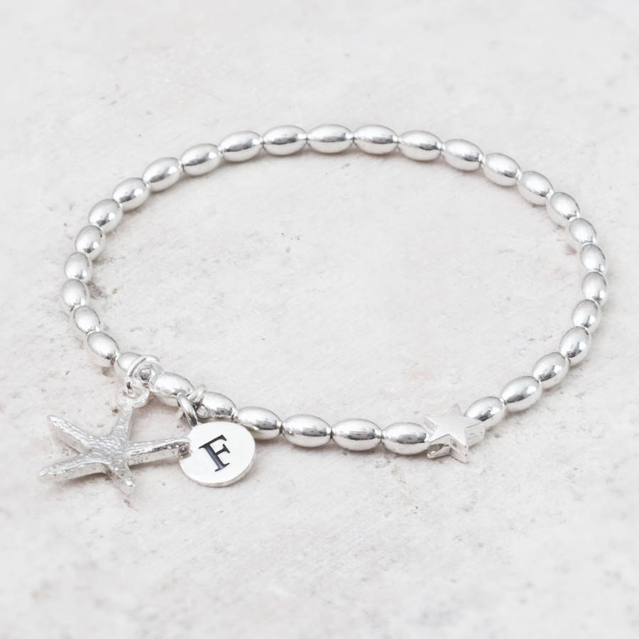 Cori Personalised Silver Starfish Bracelet By Bloom Boutique Cori Personalised Silver Starfish Bracelet