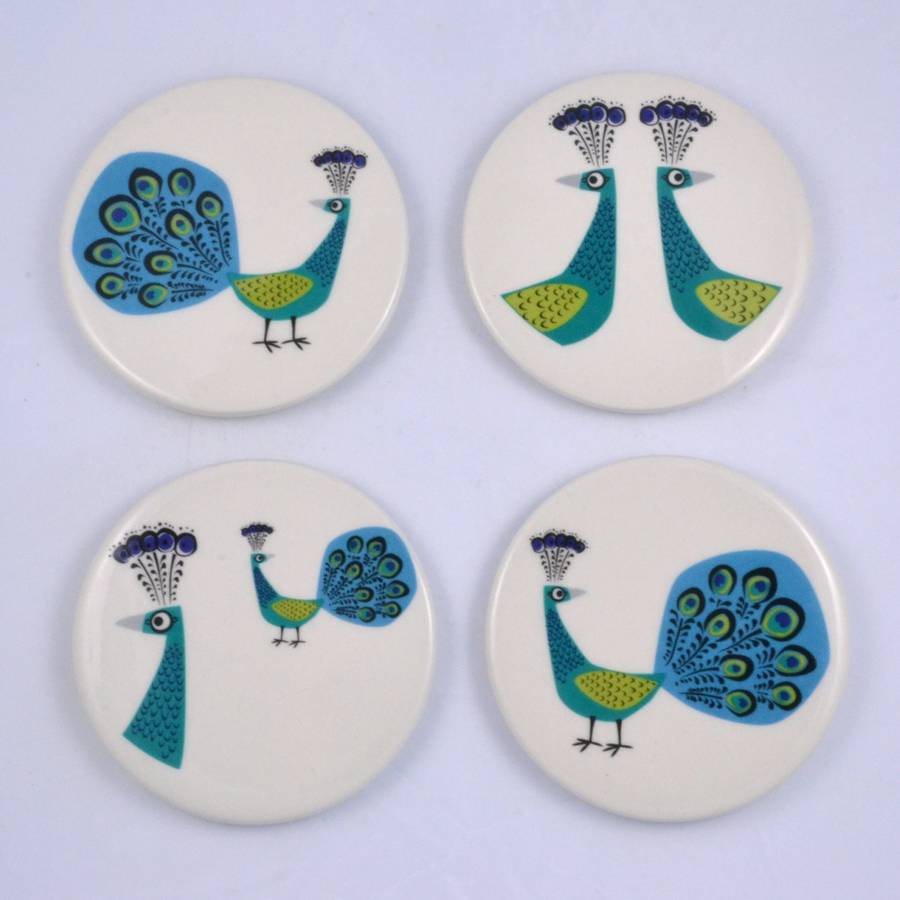 ceramic peacock coasters by hannah turner | notonthehighstreet.com