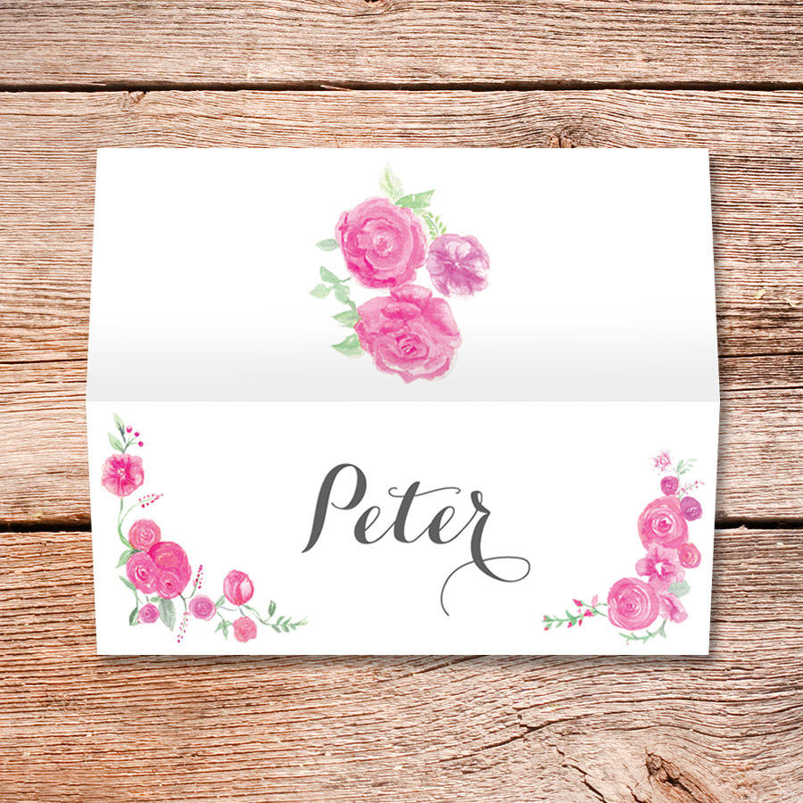 Soft Roses Place Card By Appleberry Press Notonthehighstreet