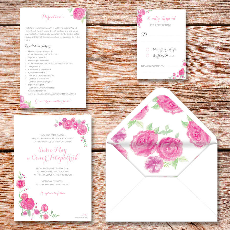 Soft Roses Place Card By Appleberry Press Notonthehighstreet